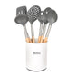 Set 6 Utensilios Con Mango De Madera Hudson Nylon Gris