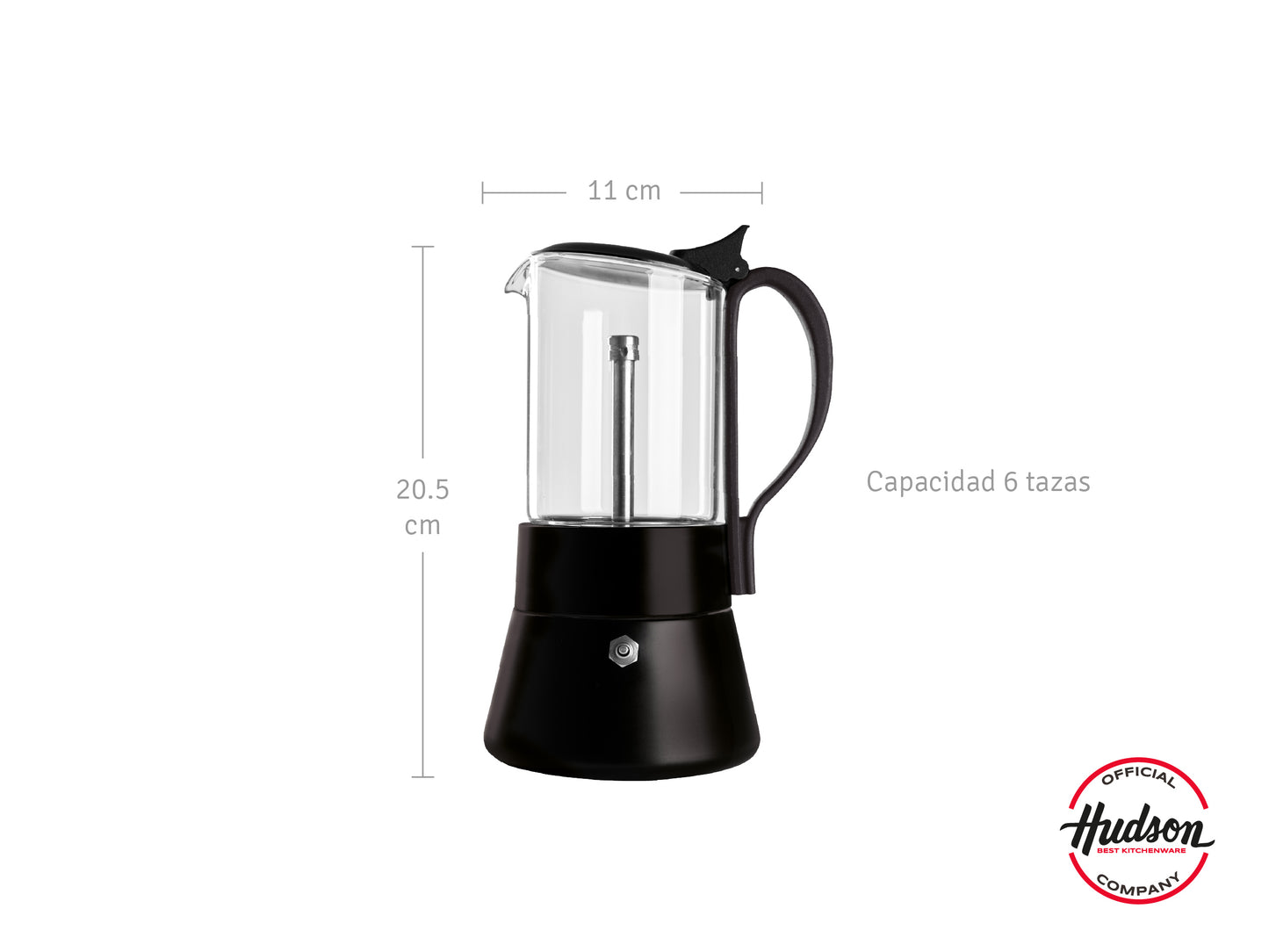 Cafetera Italiana Acero Inox Y Vidrio Para Inducción Negro