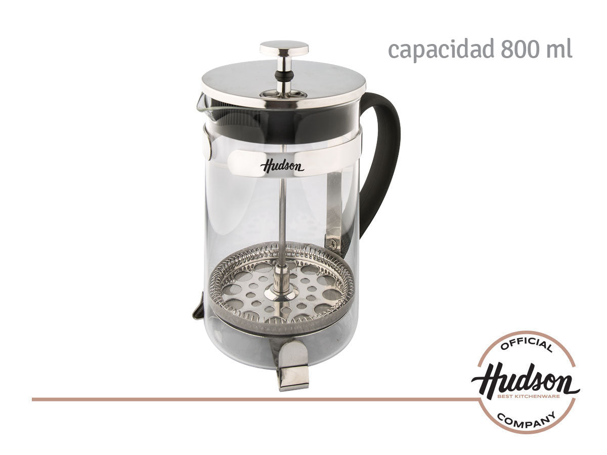 Cafetera Prensa Francesa Hudson Embolo 800 Ml Vidrio Y Acero