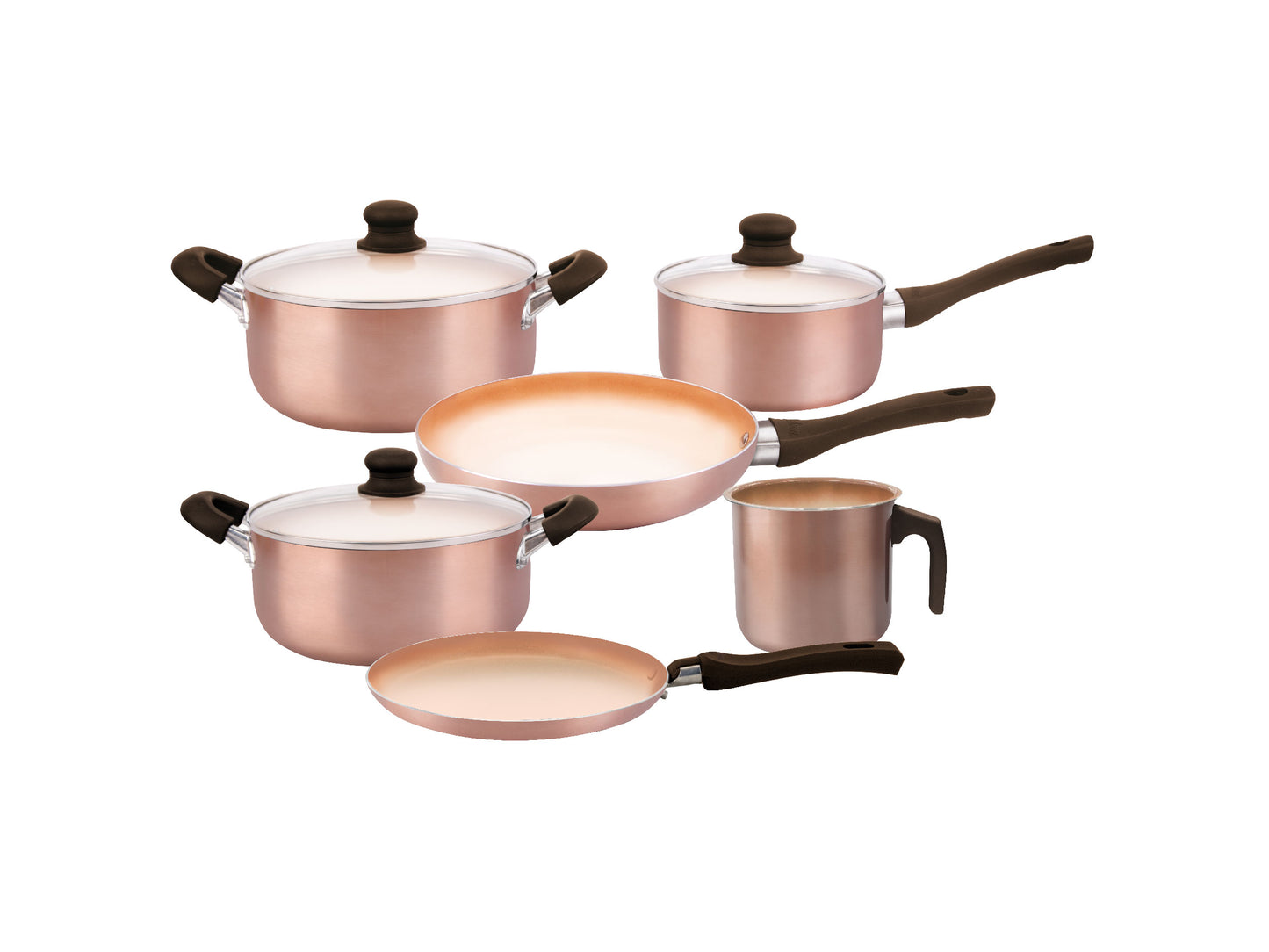 Set Bateria Cobre + Cacerola + Jarro + Panquequera