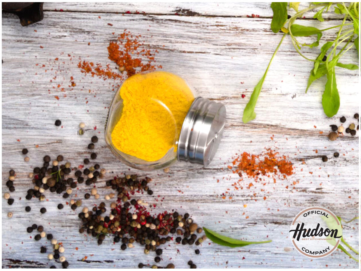 Especieros de vidrio x 6 con rack HUDSON