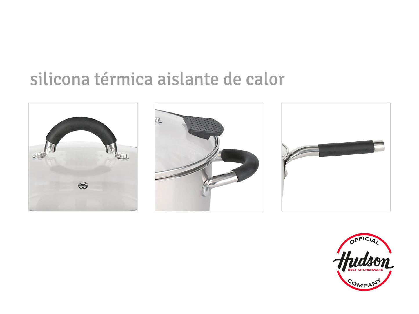 Set Acero Inox Bateria + Pava Hudson Oficial