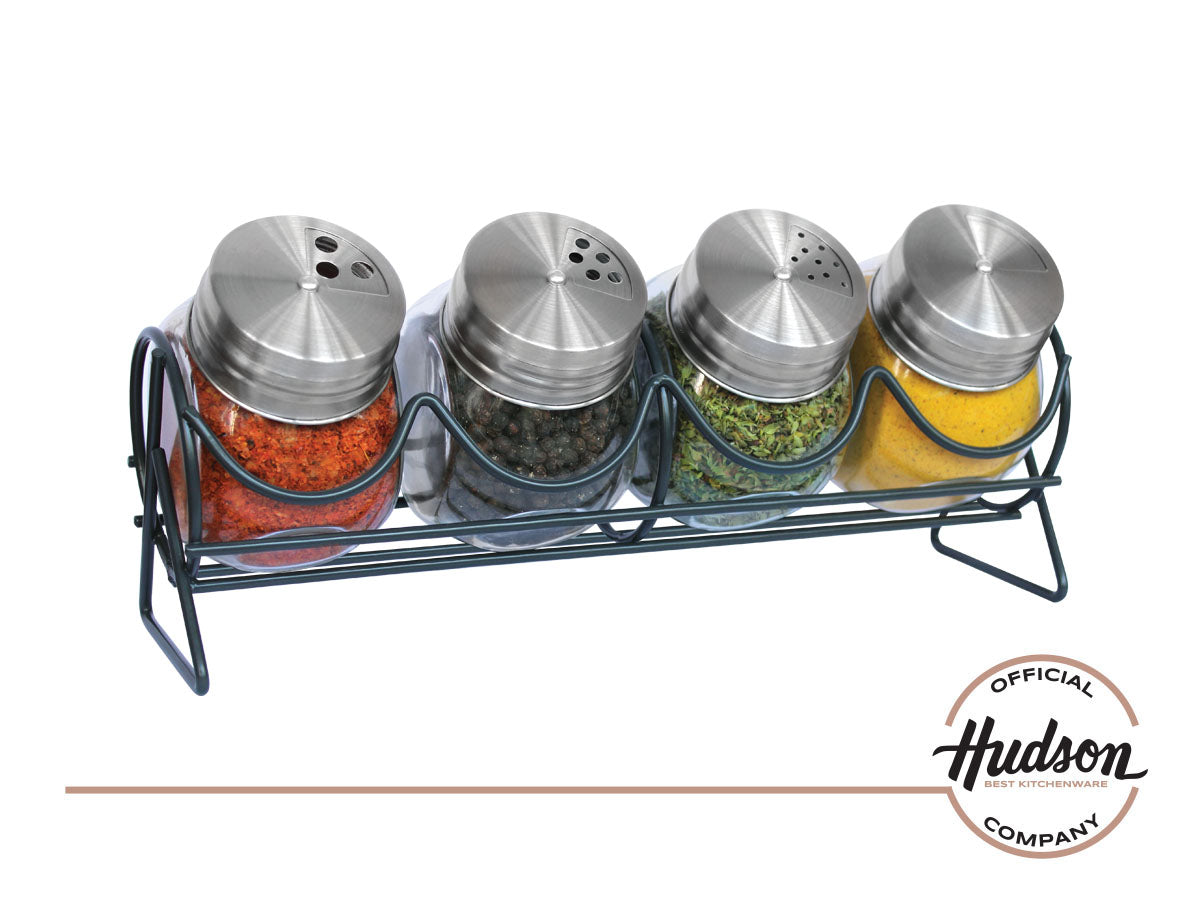 Rack Especiero de 4 frascos de vidrio HUDSON