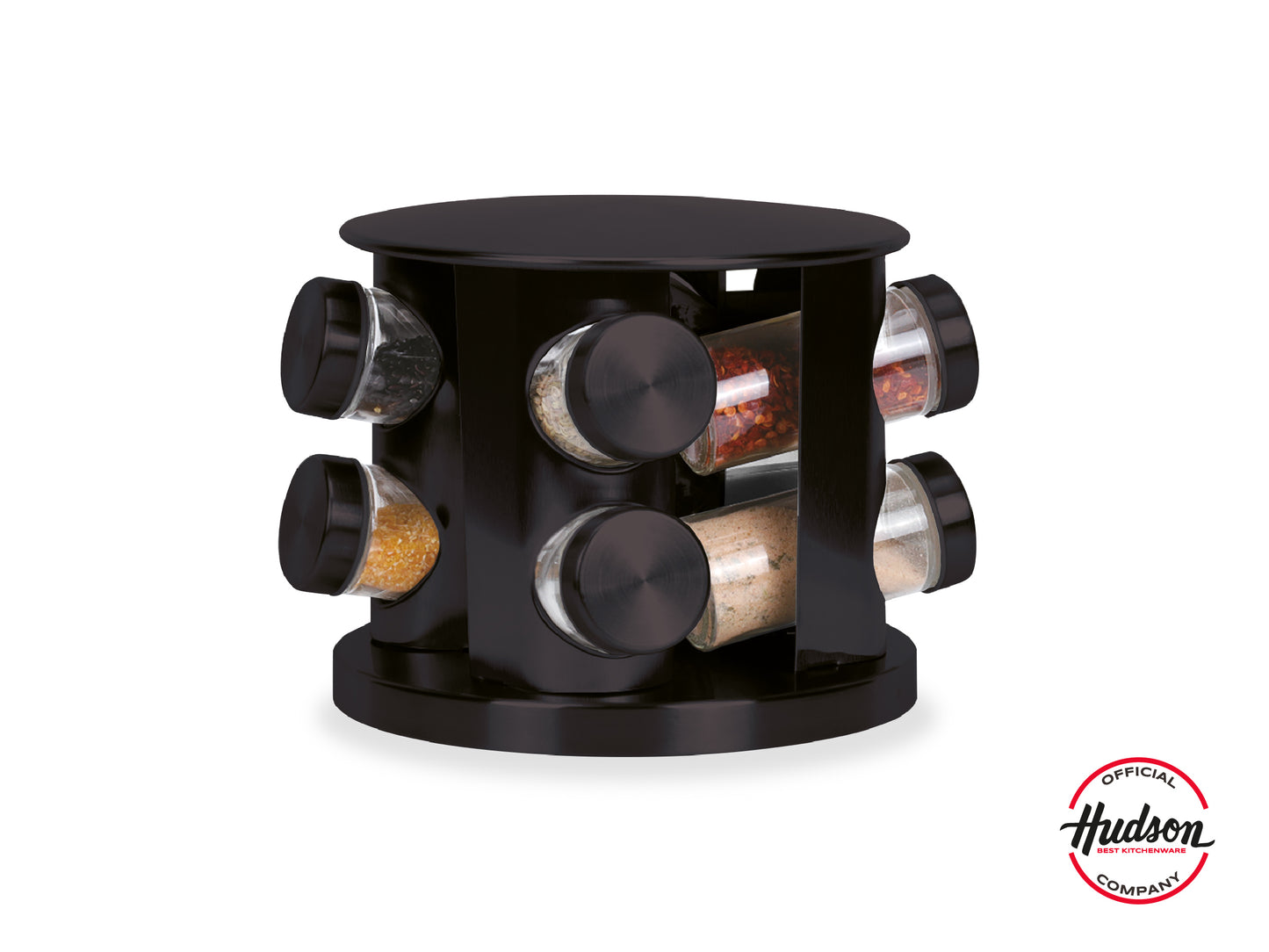 Especiero Giratorio De 8 Frascos Acero Inox Negro