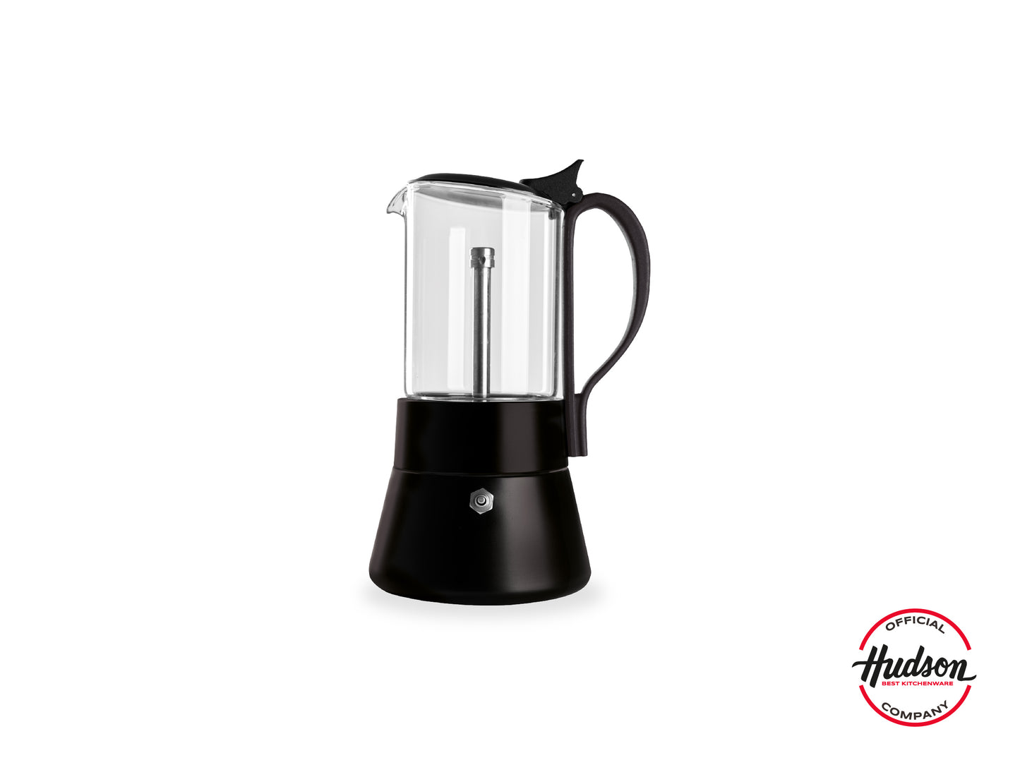 Cafetera Italiana Acero Inox Y Vidrio Para Inducción Negro