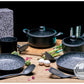 Bateria Black Granite 7 Piezas + Pot Mat X 2