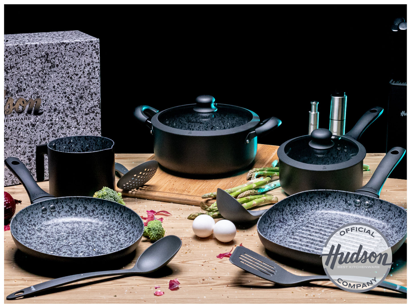 Bateria Black Granite 7 Piezas + Pot Mat X 2