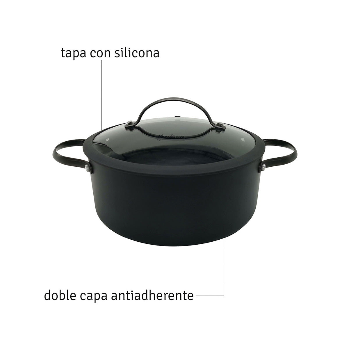 Cacerola De Aluminio Negra Antiadherente Total Black 24 Cm