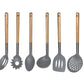 UTENSILIOS DE NYLON GRIS C/MANGO MADERA