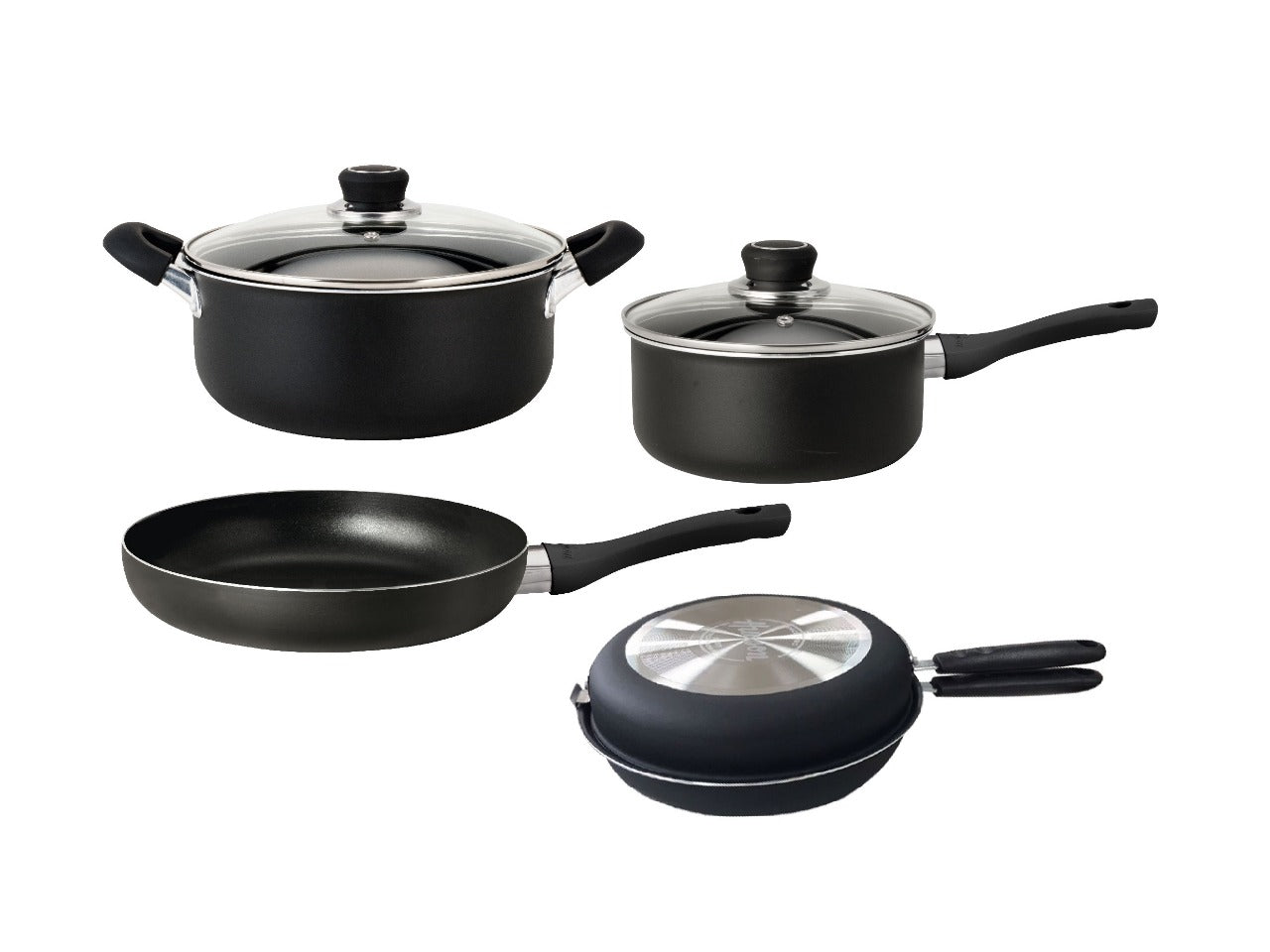 Set de Ollas y Sartenes Línea Aluminio Negro