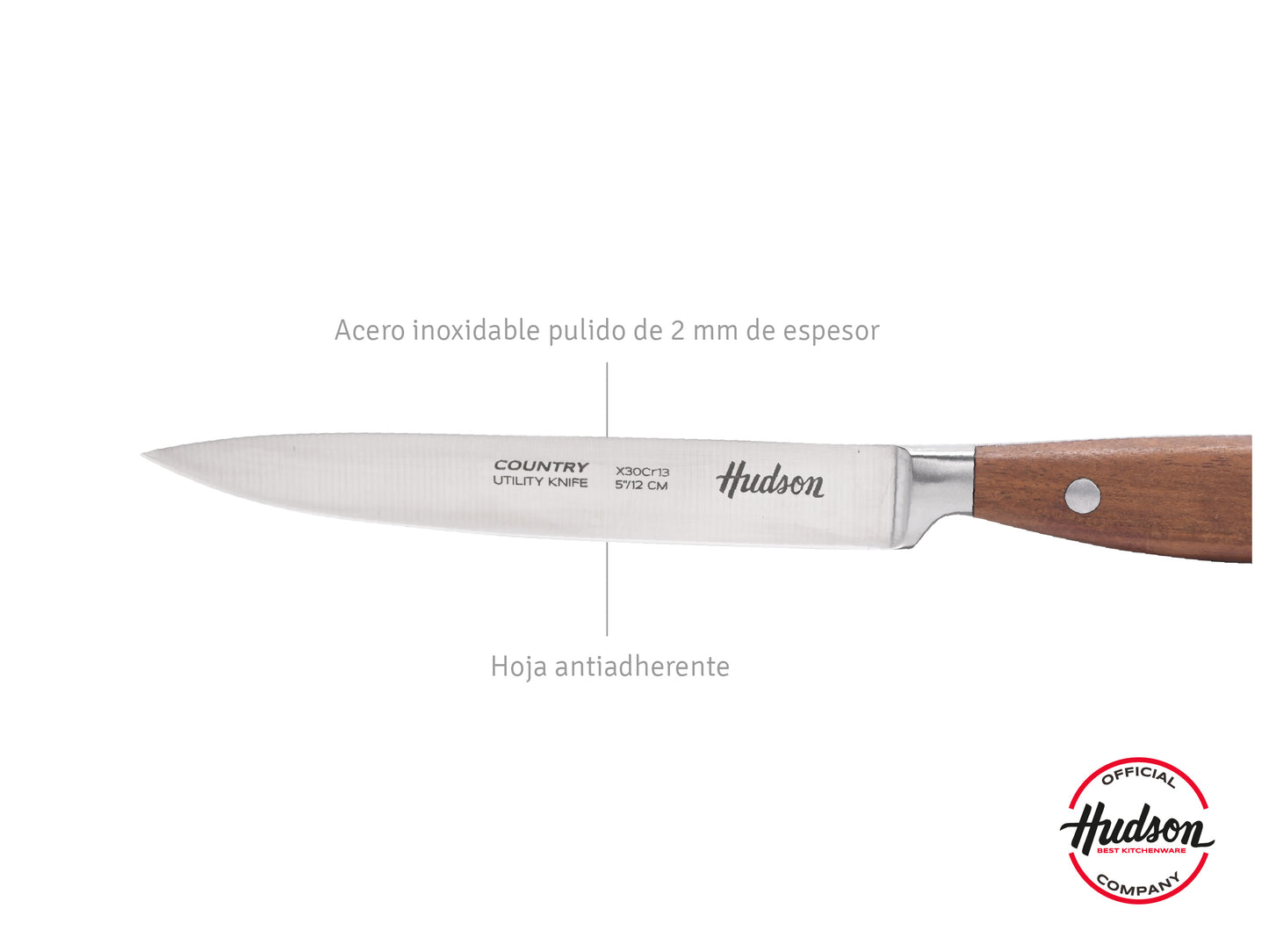 Cuchillo Utilitario Acero Inoxidable Mango Madera