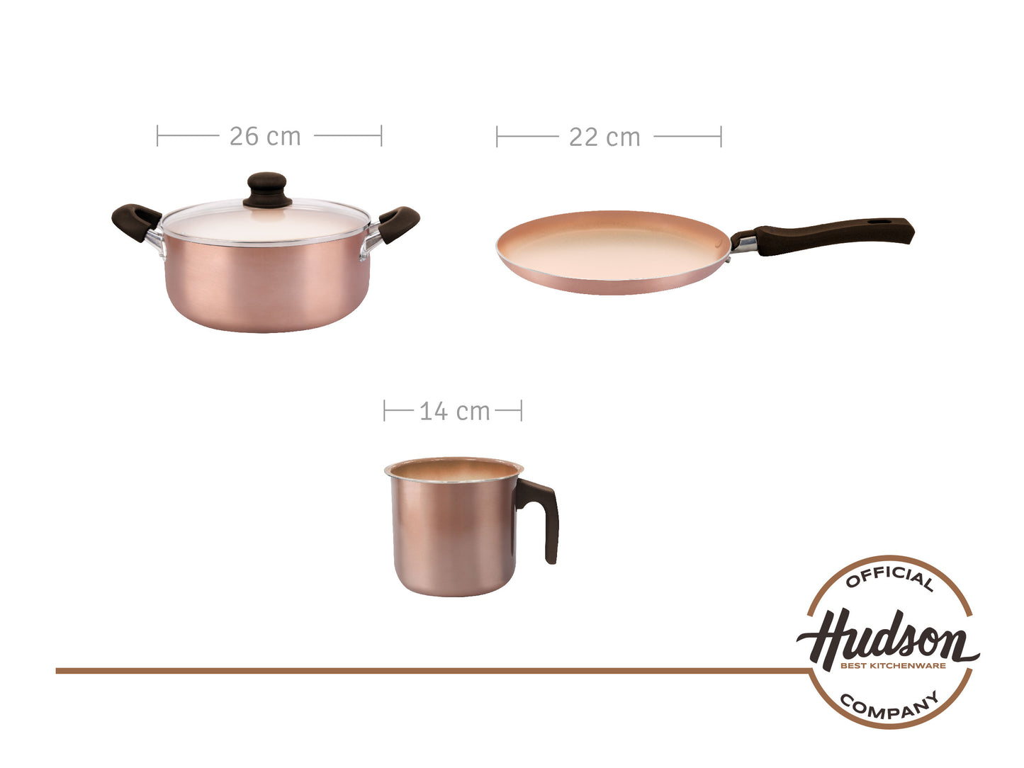 Set Bateria Cobre + Cacerola + Jarro + Panquequera