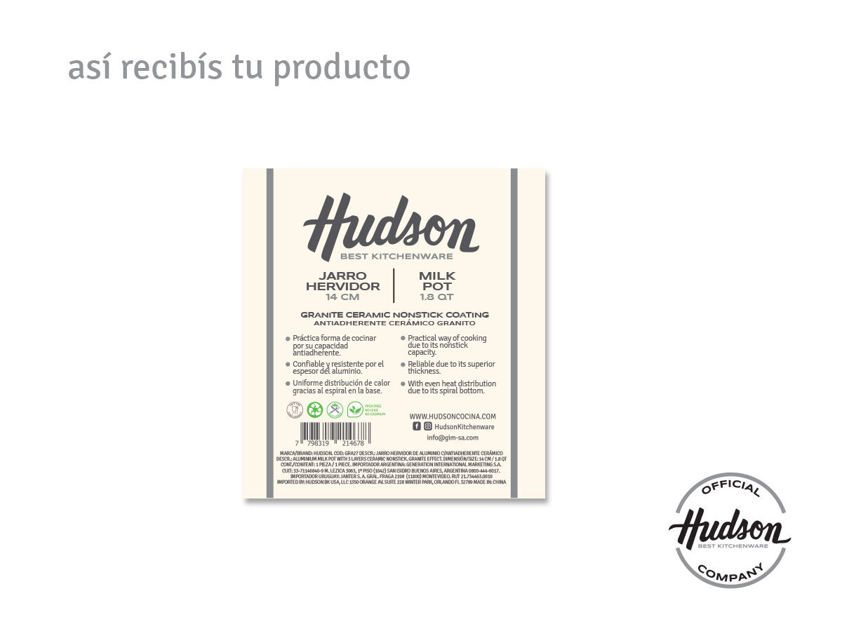 Jarro Hervidor Hudson C/antiadherente Granito De 14cm
