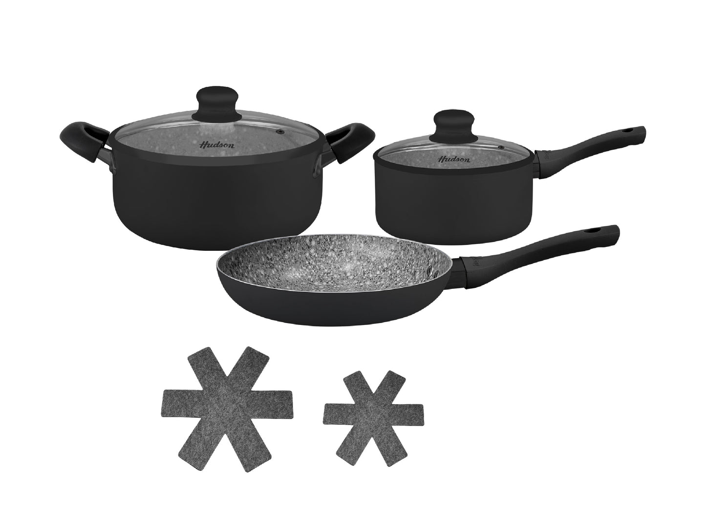 Bateria Black Granite 7 Piezas + Pot Mat X 2