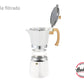 Set Cafetera Italiana Blanca + 2 Pocillos + Plato