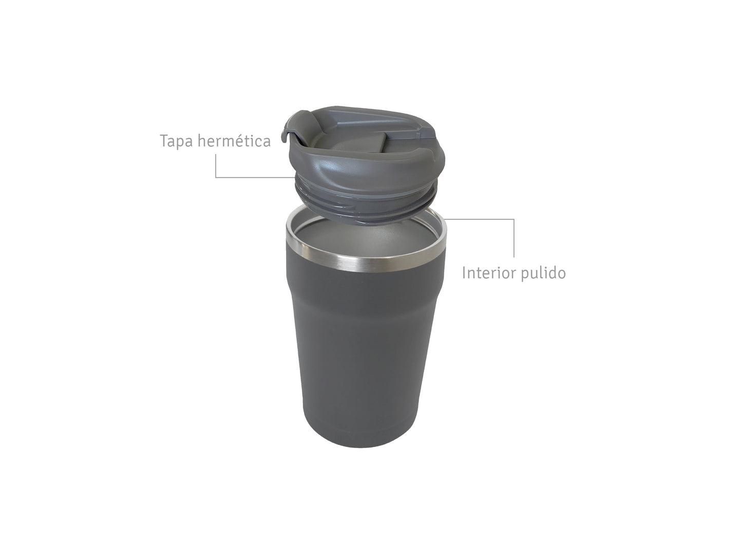 Vaso Isotérmico Para Café De 350ml Color Gris
