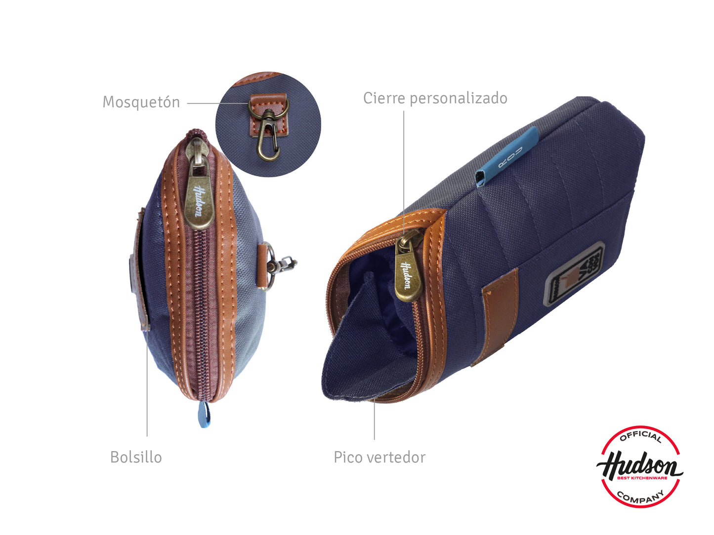 Yerbera Con Pico Vertedor Y Bolsillo Azul