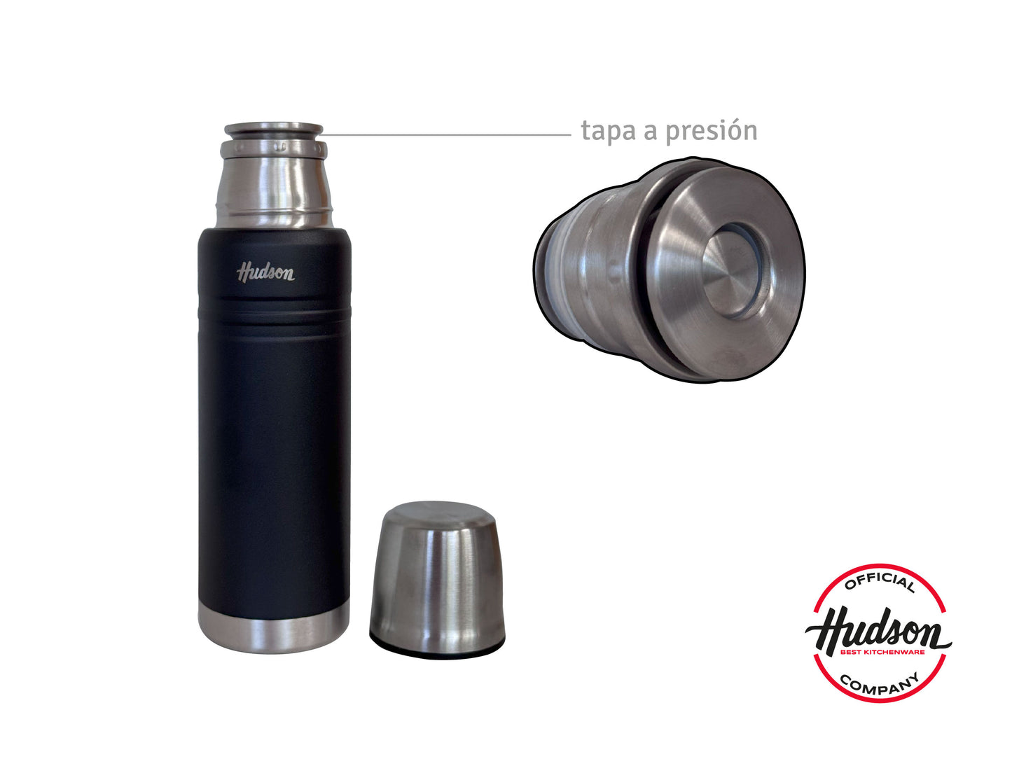 Termo Hudson 500 Ml Negro De Acero Inoxidable