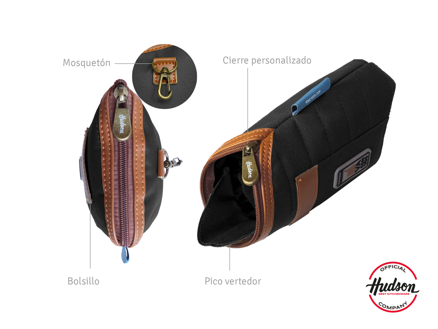 Yerbera Con Pico Vertedor Y Bolsillo Negro