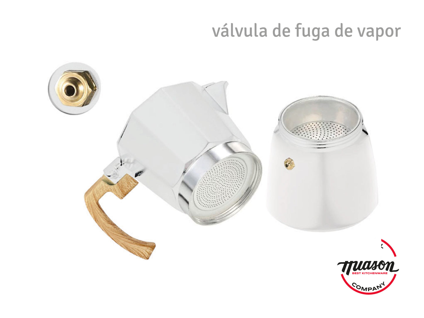 Set Cafetera Italiana Blanca + 2 Pocillos + Plato
