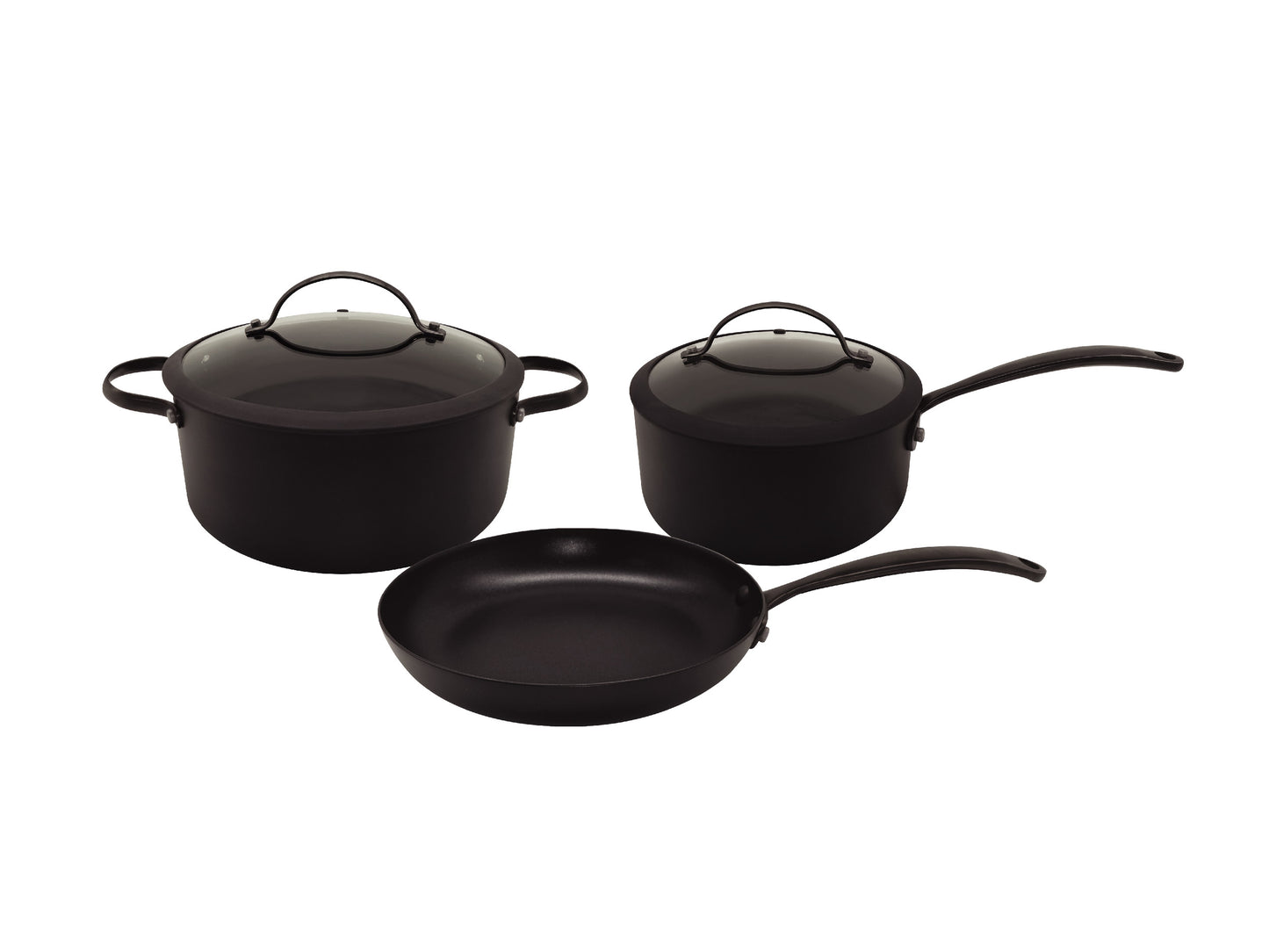 Bateria De Aluminio Negra Con Tapa De Silicona 5 Piezas