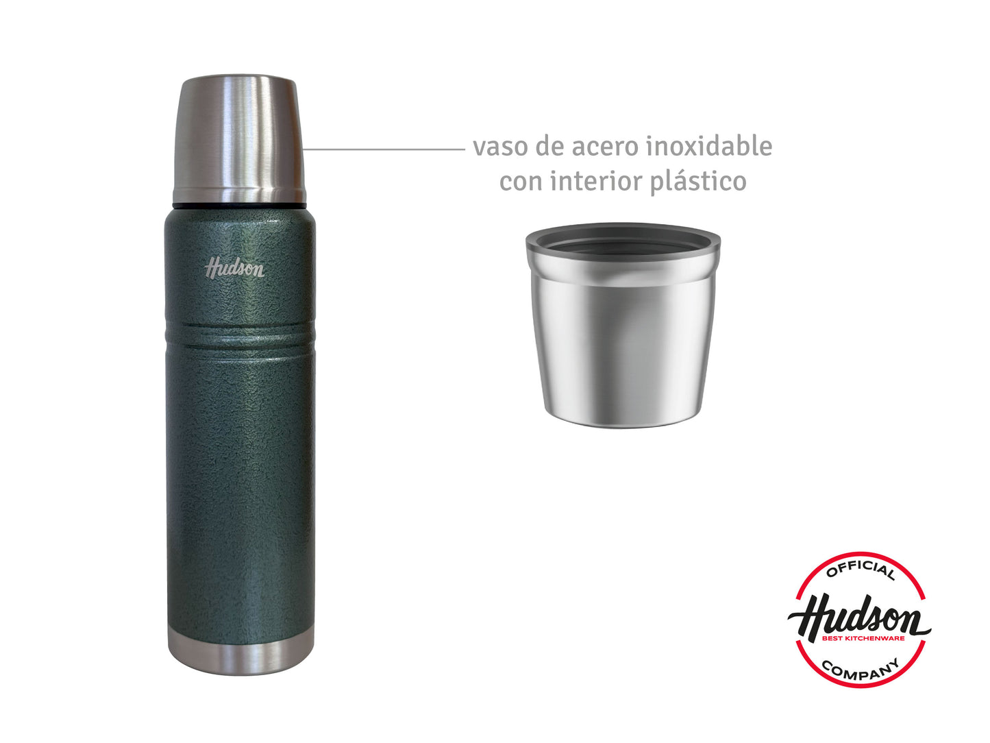 Termo Hudson 1 litro vERDE  De Acero Inoxidable