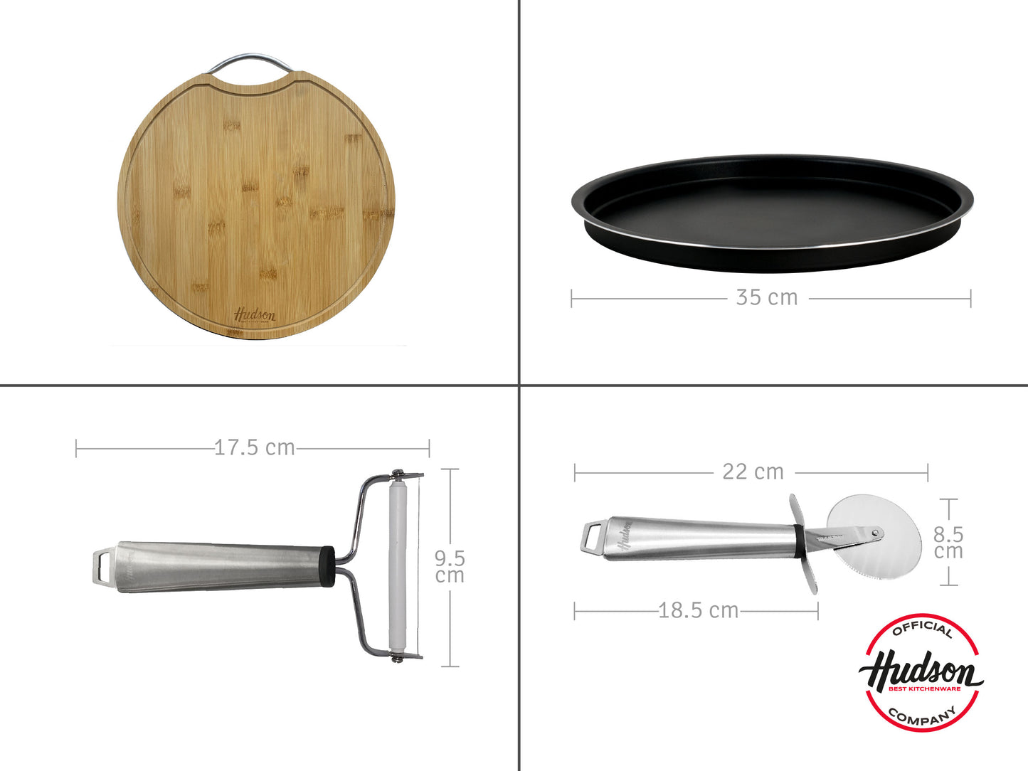 Set de Pizzera, Cortapizza, Rebanador y Tabla