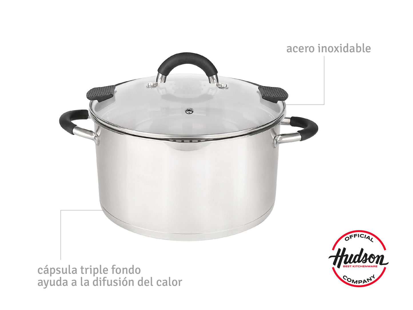 Set Acero Inox Bateria + Pava Hudson Oficial