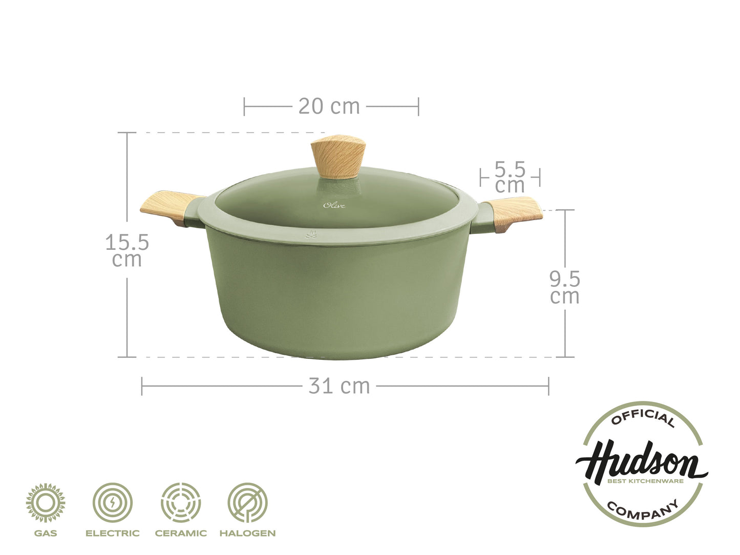 Olla Hudson Olive 20 Cm Con Antiadhente 2.4 L