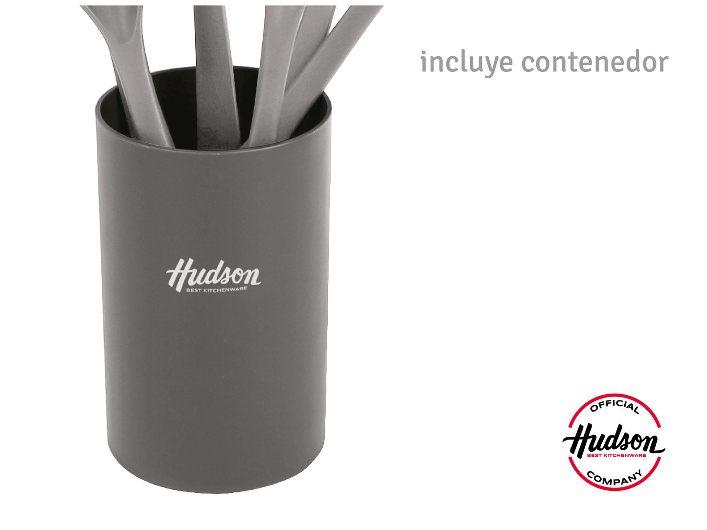 Set 6 Utensilios Nylon Con Mango De Plástico Hudson Gris