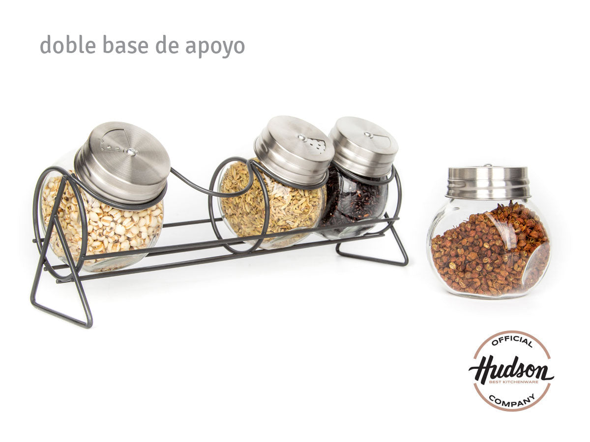 Rack Especiero de 4 frascos de vidrio HUDSON