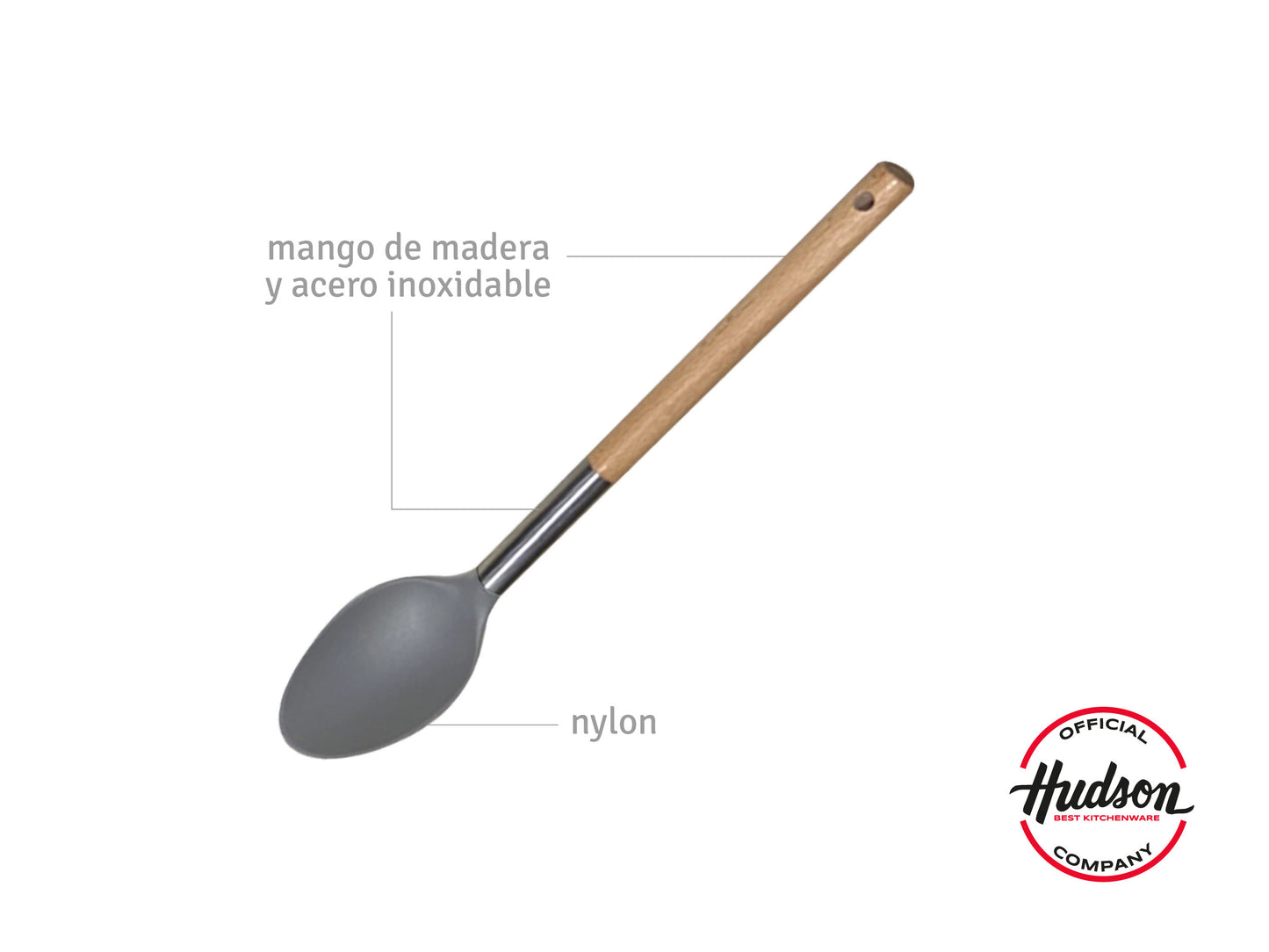 UTENSILIOS DE NYLON GRIS C/MANGO MADERA