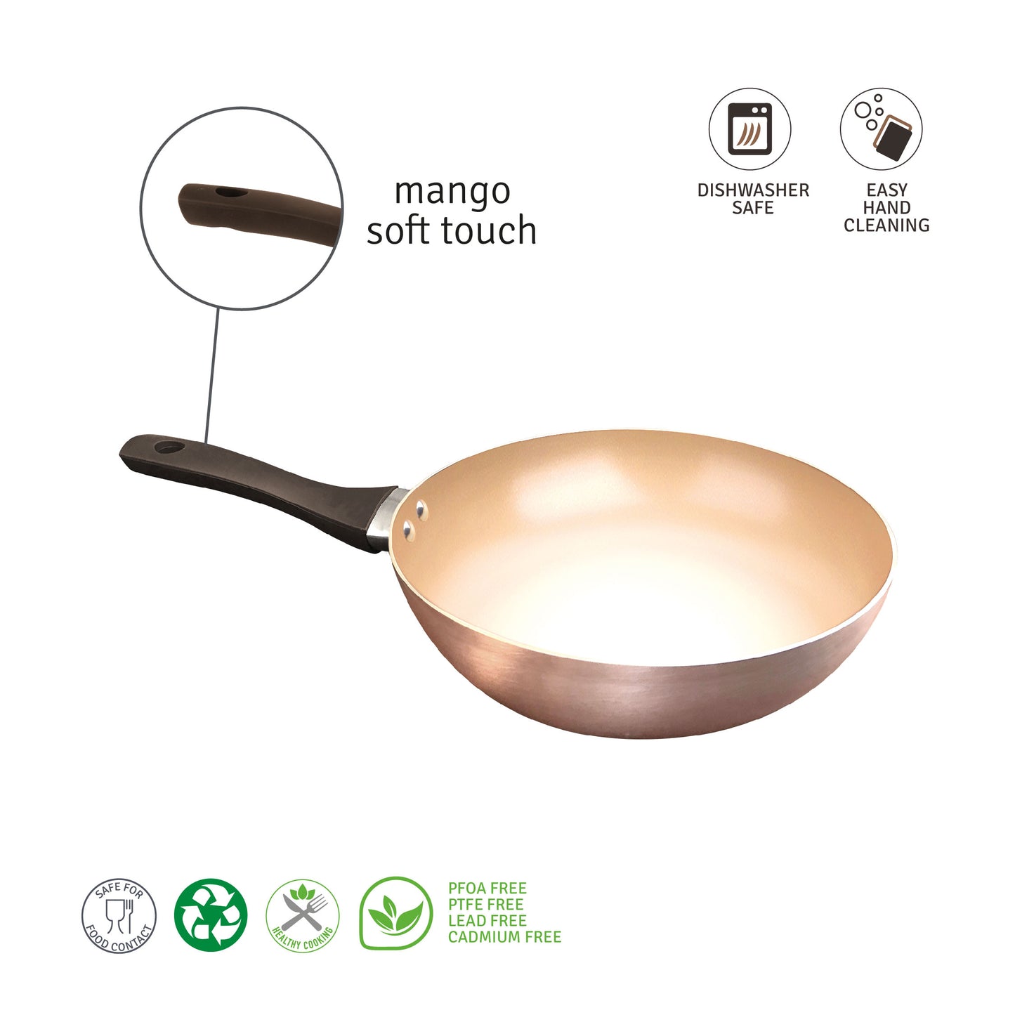 Set de batería + Bifera + Wok + Panquequera Cobre