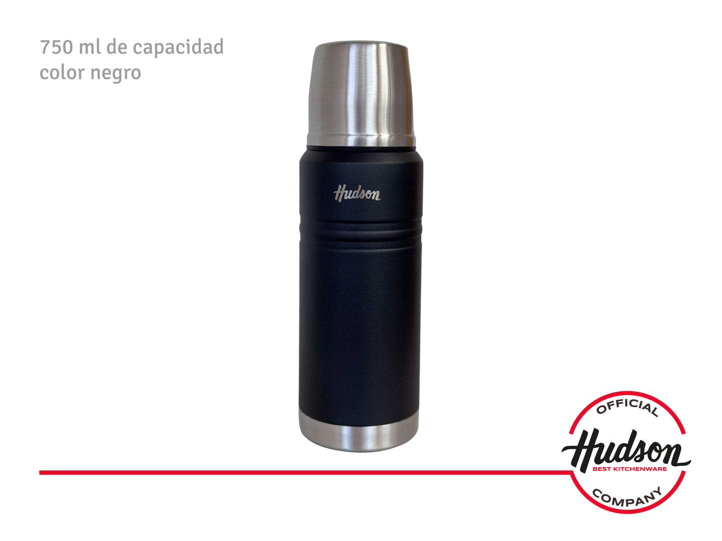 Termo Hudson 750 Negro  De Acero Inoxidable