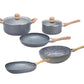 Kit De Ollas Hudson Granito + Sartén + Wok + Bifera