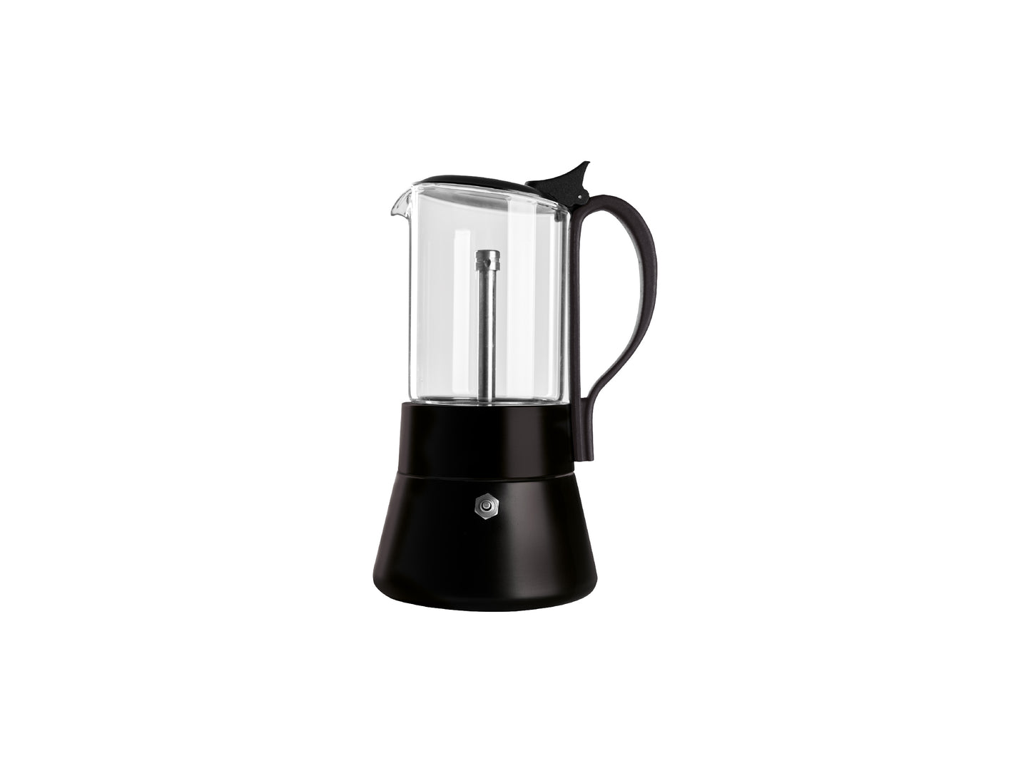 Cafetera Italiana Acero Inox Y Vidrio Para Inducción Negro