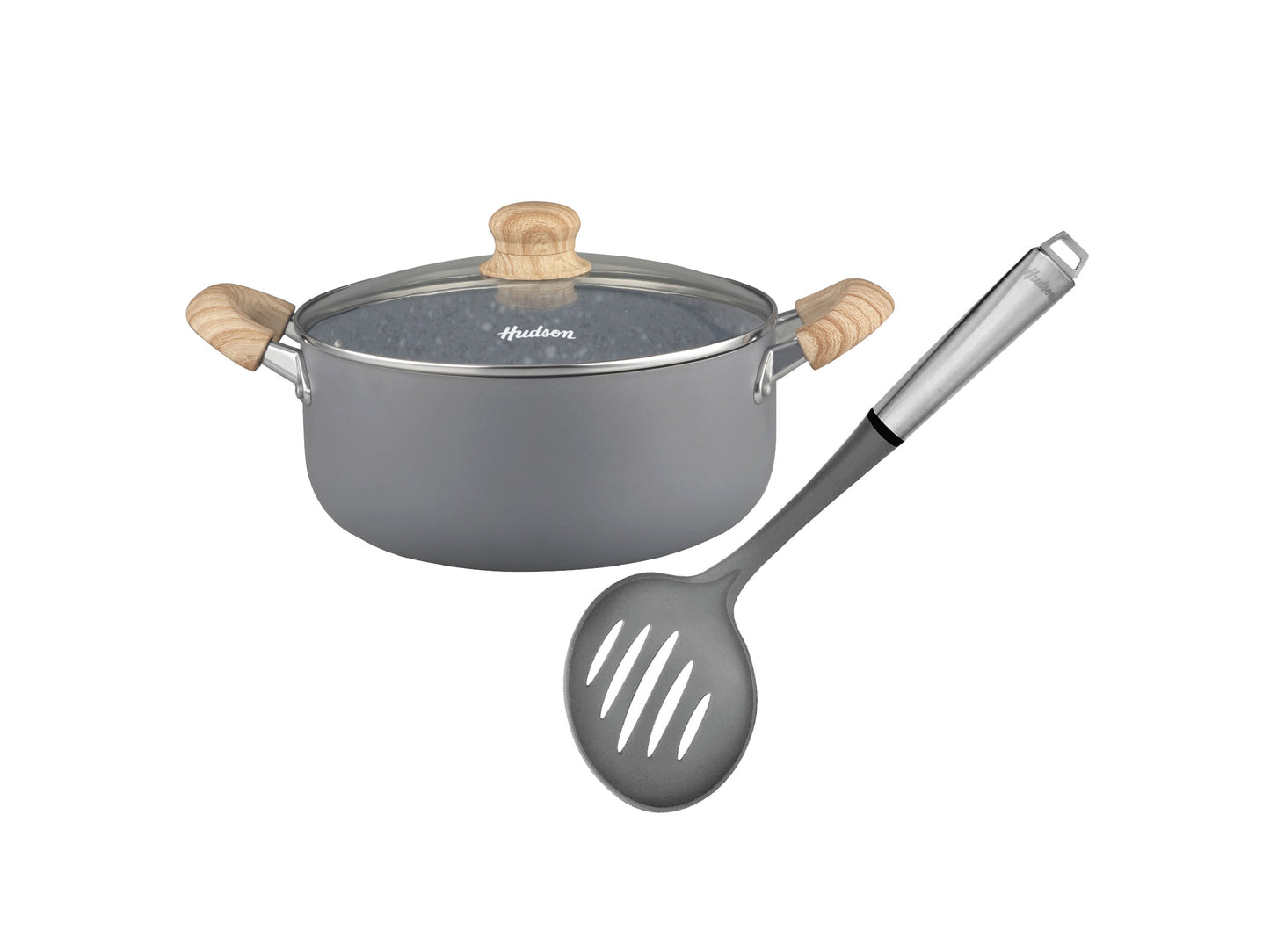 Set Granito Olla y Espumadera de Nylon