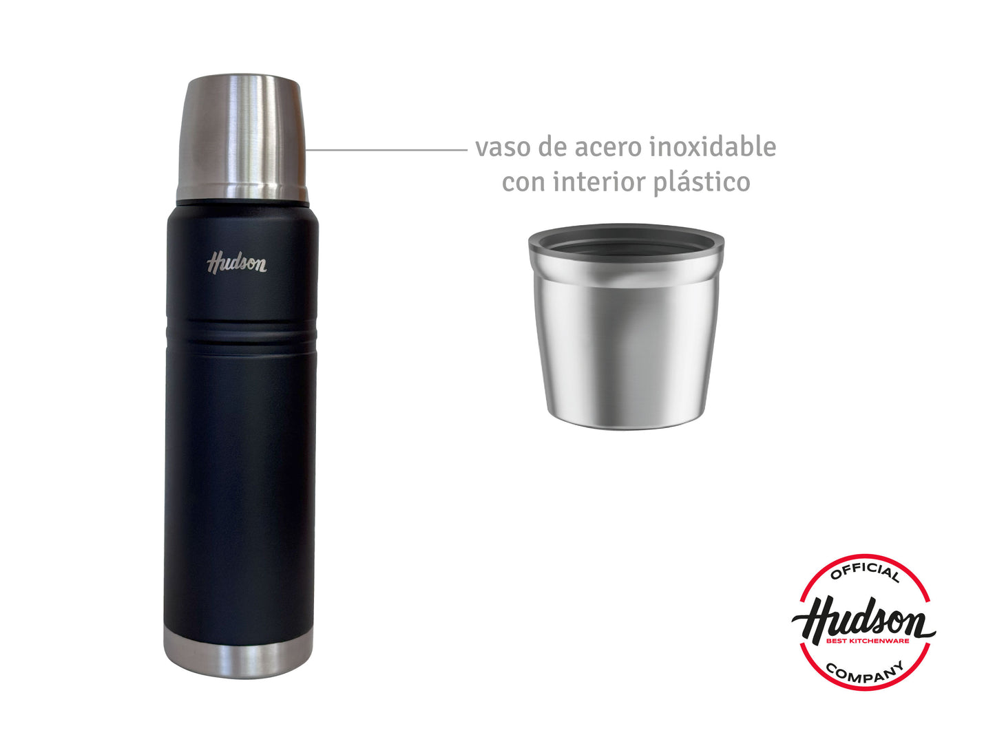 Termo Hudson 1 litro Negro De Acero Inoxidable