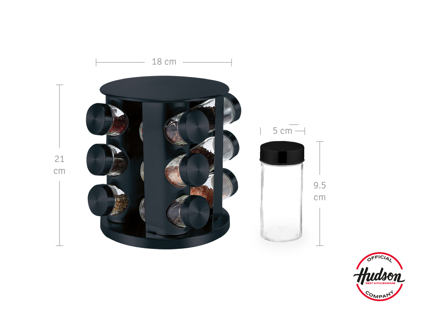 Especiero Giratorio De 12 Frascos Acero Inox Negro