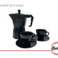 Set Cafetera Italiana Total Black + 2 Pocillos + Plato