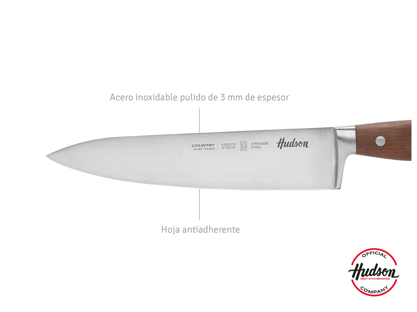 Cuchillo Chef 6  Acero Inoxidable Mango Madera