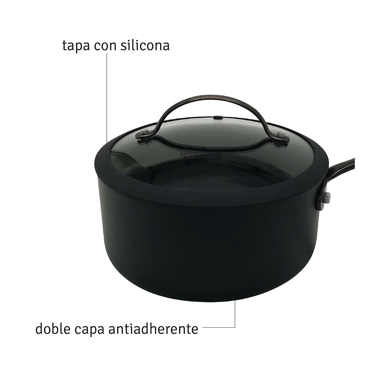 Cacerola De Aluminio Negra Antiadherente Total Black 20 Cm