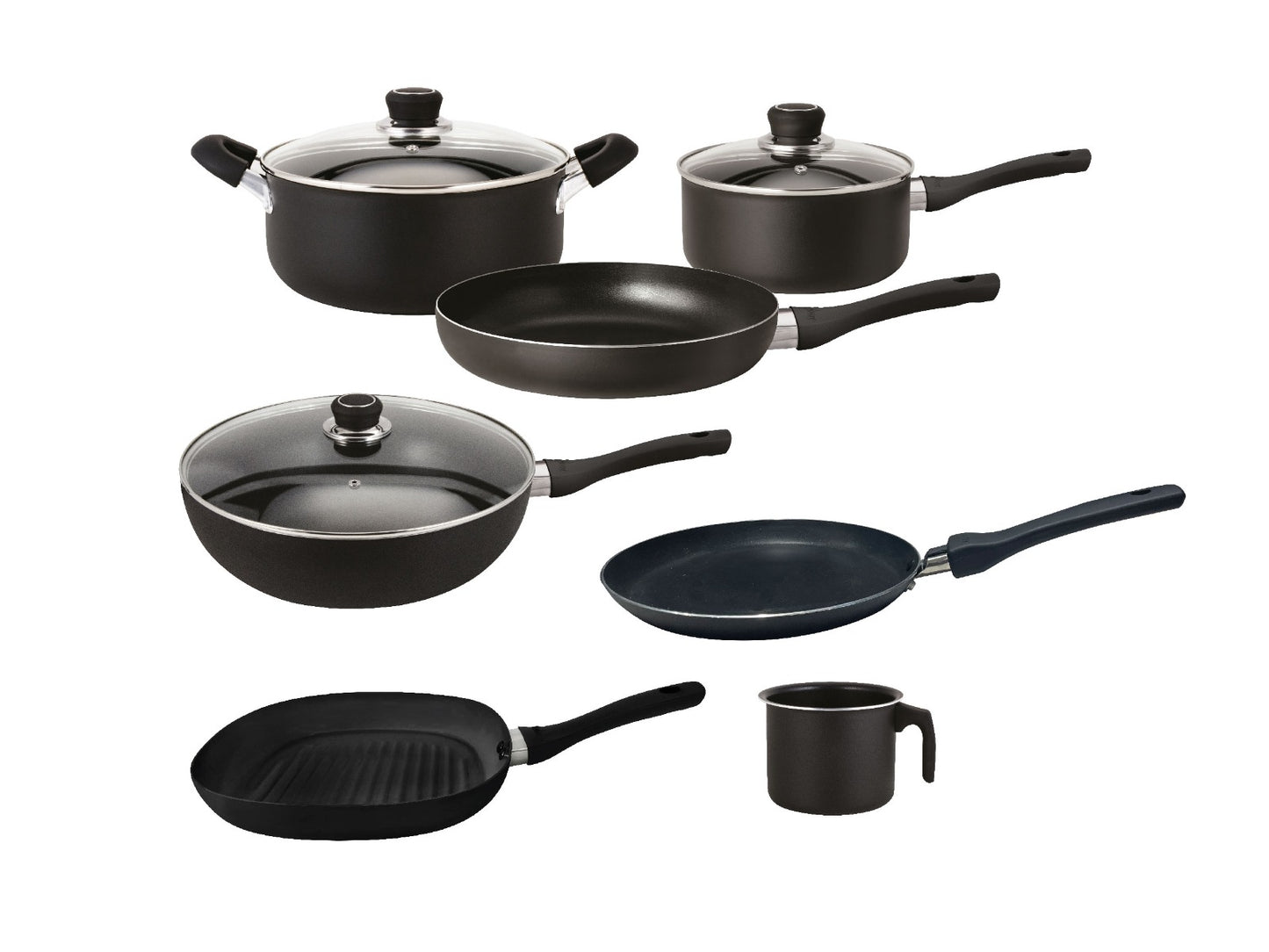 Batería de Cocina de 10 Piezas Aluminio Negro