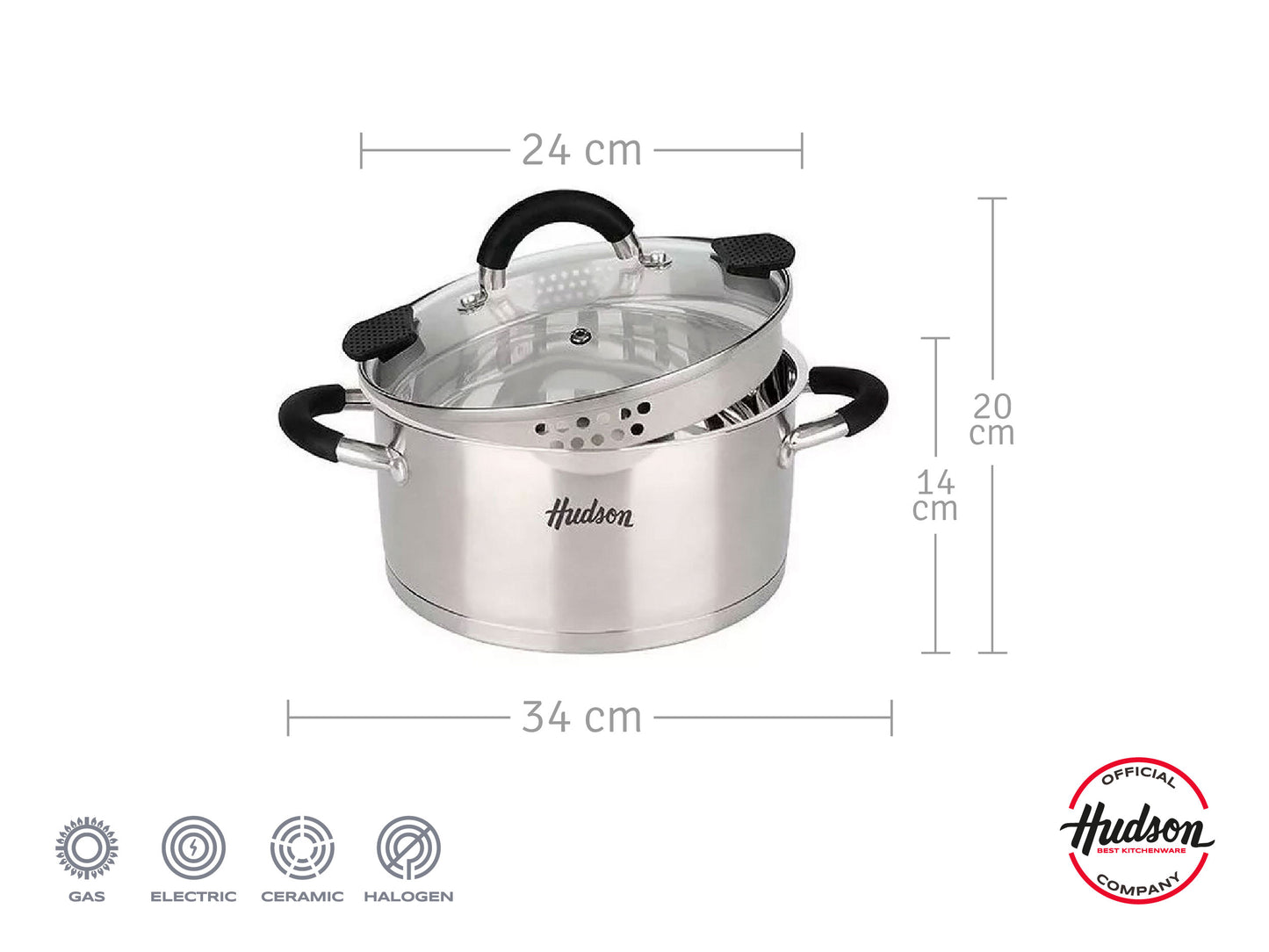 Cacerola Hudson De Acero Inoxidable 24 Cm