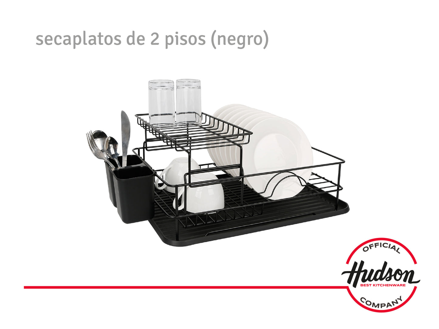 Escurridor De Platos Negro 2pisos Madera