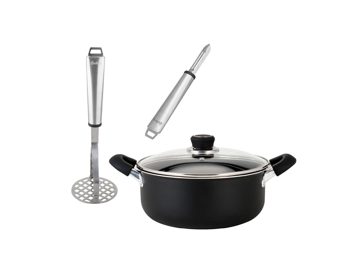 Set Olla, Pisa y Pelapapas de Acero Inoxidable