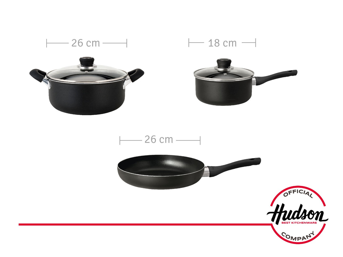 Batería de Cocina de 10 Piezas Aluminio Negro