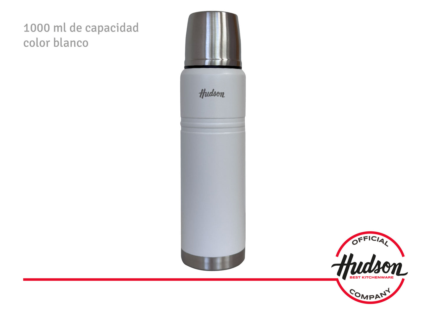 Termo Hudson 1 litro Blanco De Acero Inoxidable