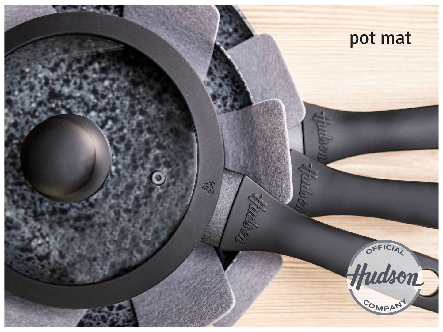 Batería De Cocina Hudson Granito Negro 15 Piezas Ngra02