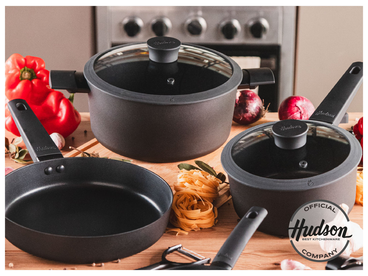 Batería De Aluminio Antiadherente 5 Piezas Hudson